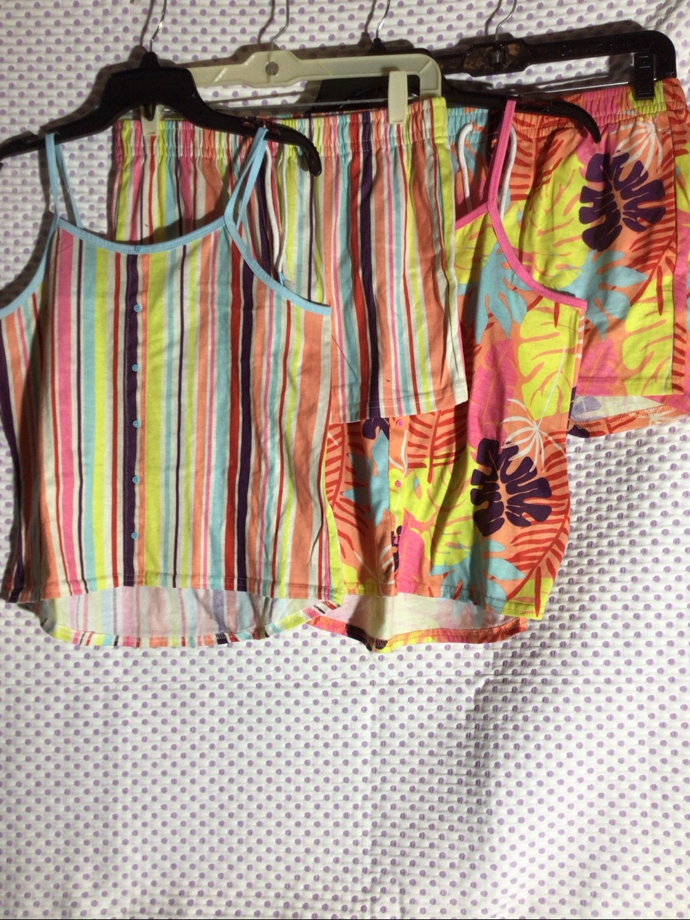 Women's Tropical and Stripe Pajama Set